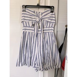 Blue & white striped romper